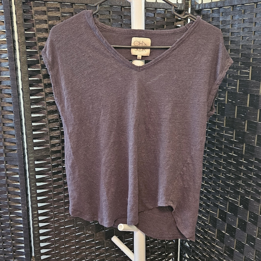 Chaser Women's Short Sleeve V-Neck Tee in Dark Gray